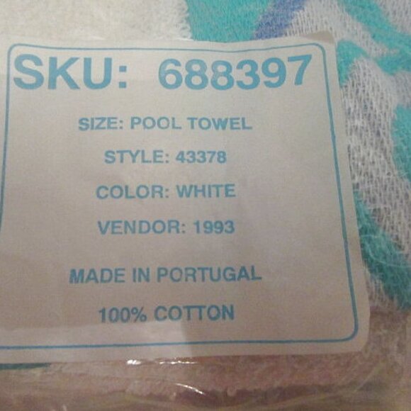 Lounge Chair Towel Portugese Cotton Chaise Lounge Towel with Pockets NEW Sealed - Picture 4 of 7